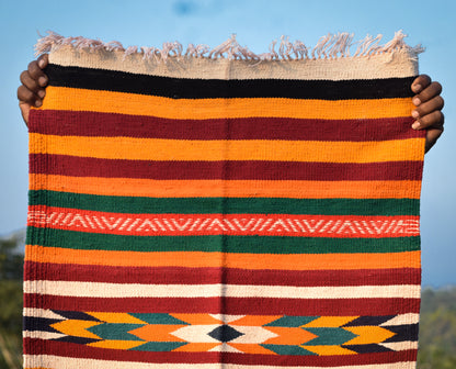 GEOMETRIC - Maroon Mustard - 2x5 ft