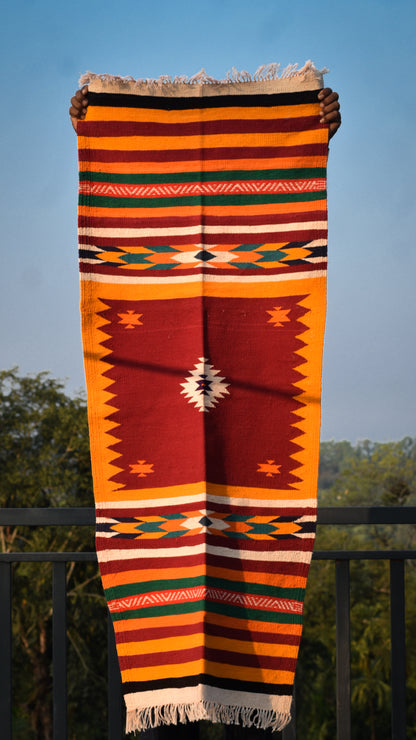 GEOMETRIC - Maroon Mustard - 2x5 ft