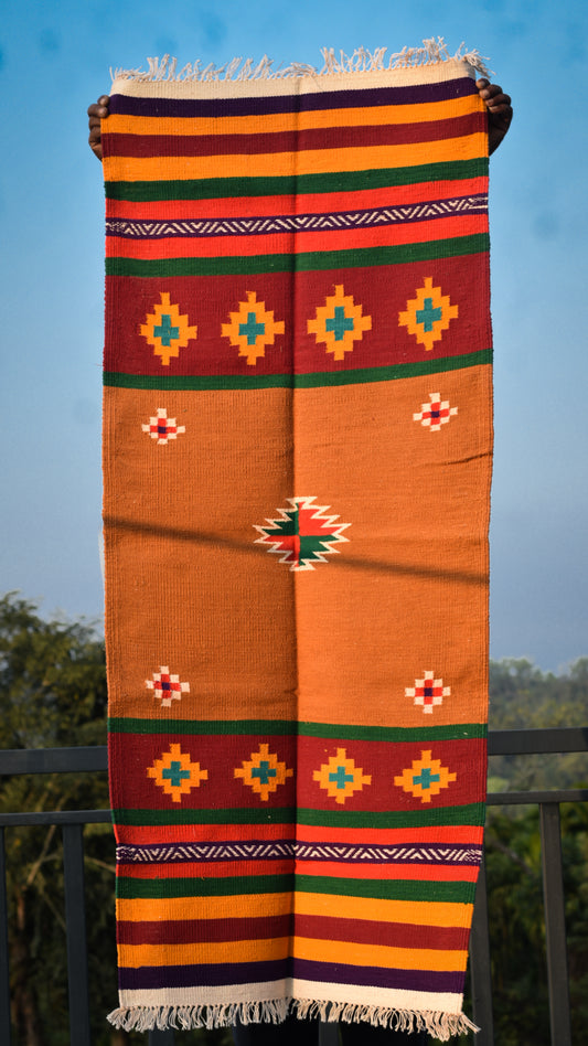 GEOMETRIC - Mustard Maroon - 2x5 ft