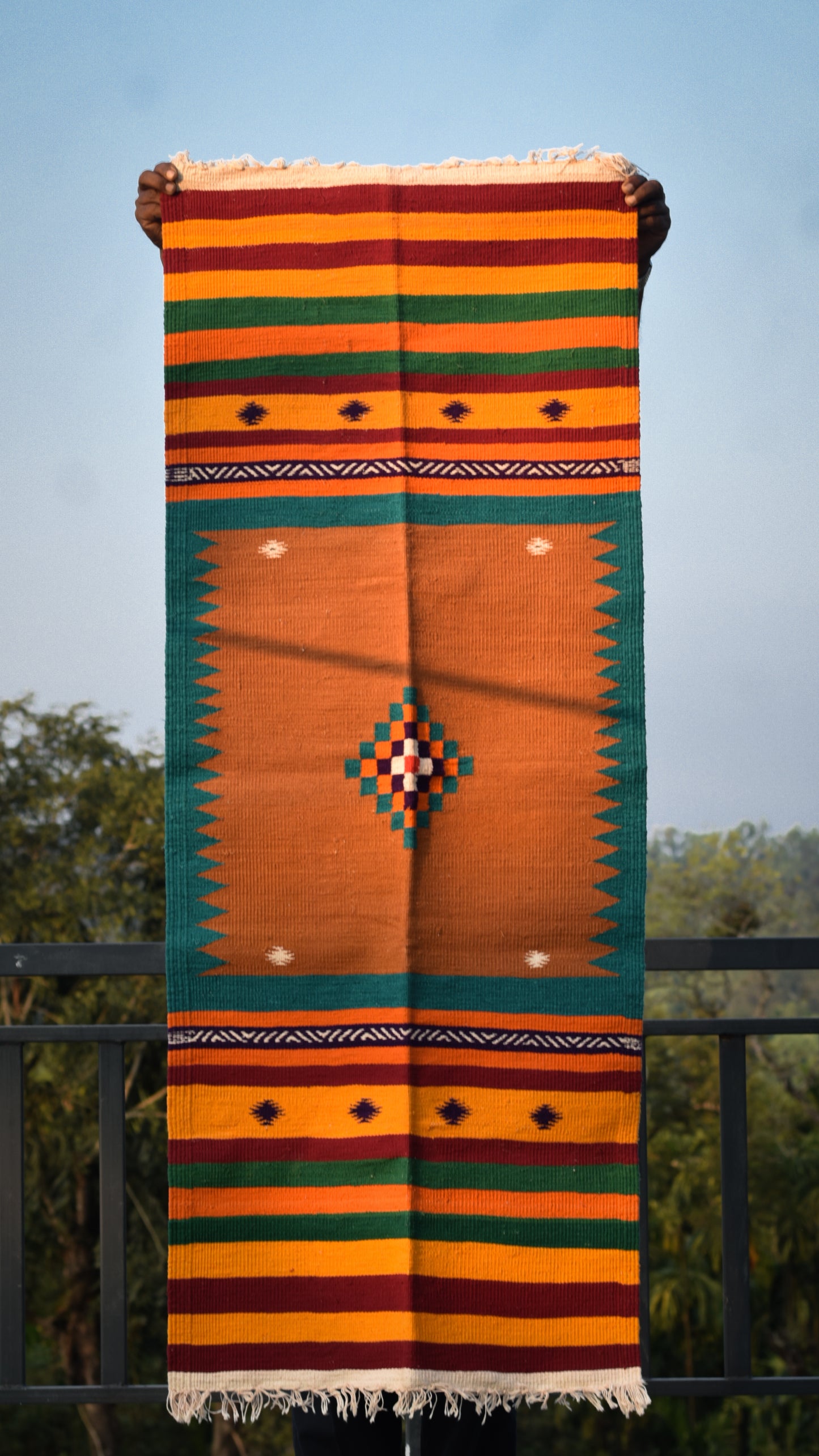 GEOMETRIC - Mustard Teal Diamond - 2x5 ft