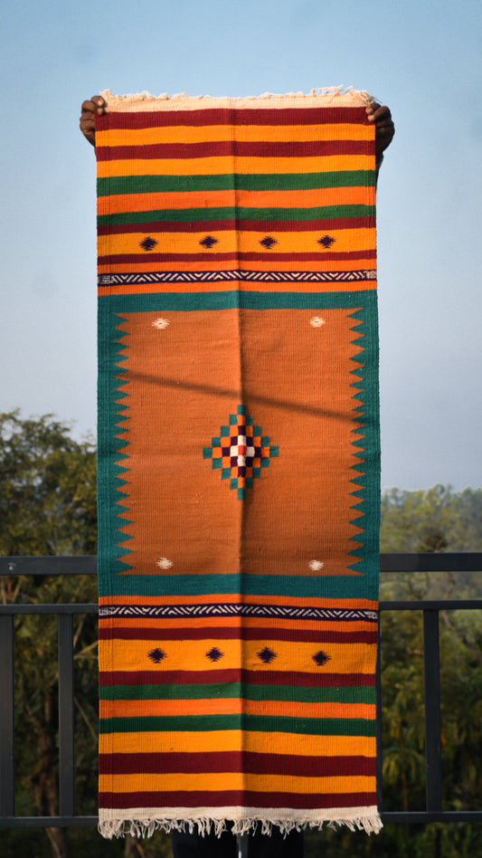 GEOMETRIC - Mustard Teal Diamond - 2x5 ft