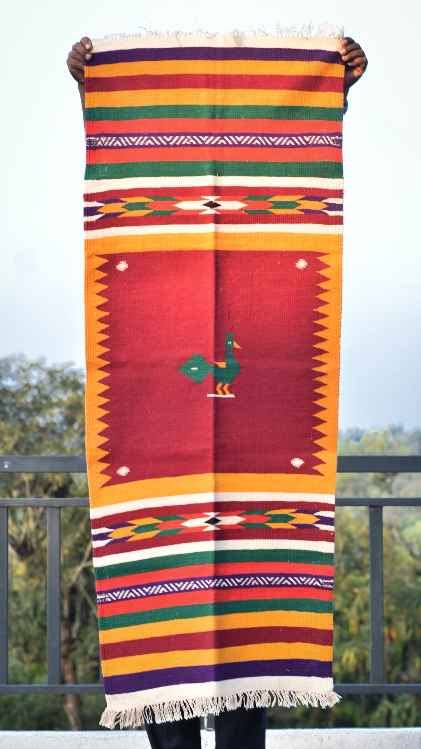 NAVAL - Ruby Amber Peacock Motif - 2x5 ft