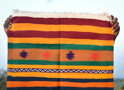 GEOMETRIC - Maroon Yellow Diamond - 2x5 ft