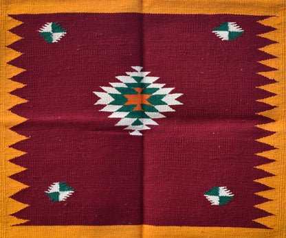 GEOMETRIC - Maroon Yellow Diamond - 2x5 ft