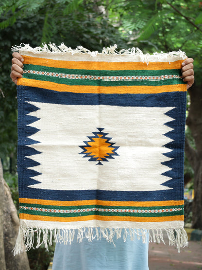 GEOMETRIC - Blue and Off-White - 2 x 2 ft