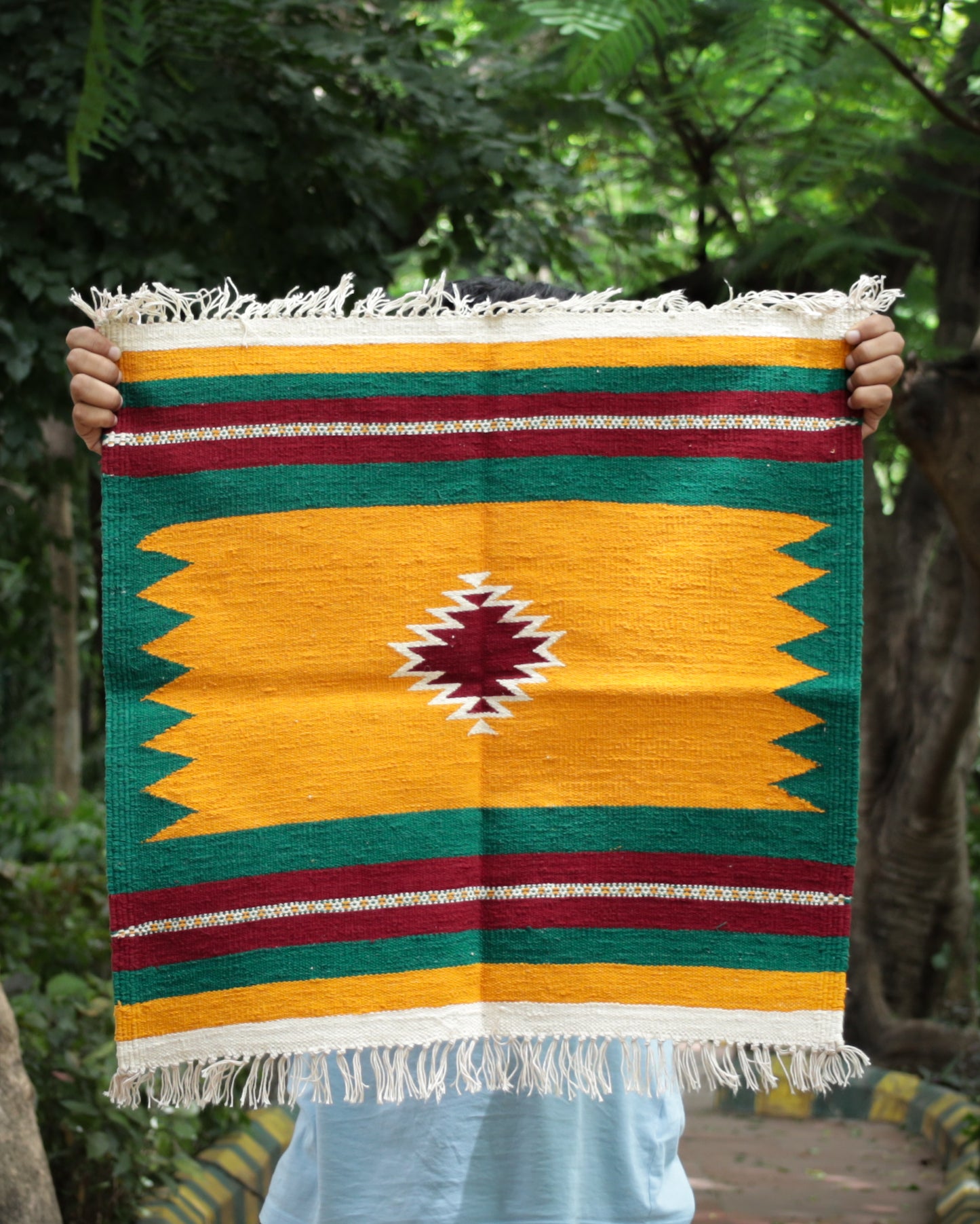 GEOMETRIC - Mustard and Green - 2 x 2 ft