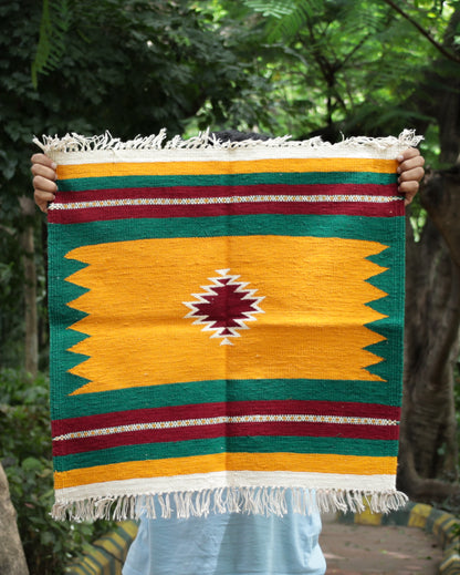 GEOMETRIC - Mustard and Green - 2 x 2 ft