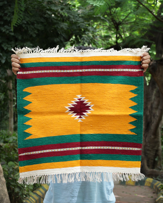 GEOMETRIC - Mustard and Green - 2 x 2 ft