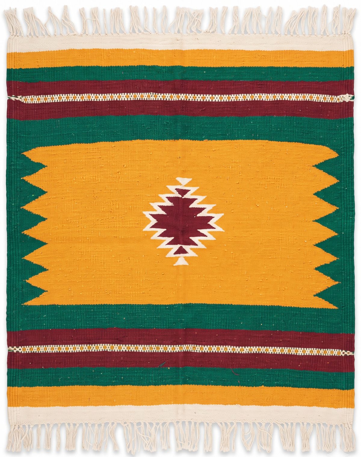 GEOMETRIC - Golden Turmeric & Jade Green - 2 x 2 ft