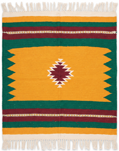 GEOMETRIC - Golden Turmeric & Jade Green - 2 x 2 ft