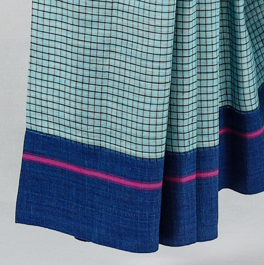 VARNA – Aqua Blue Checks Double Border (Blue/Pink)