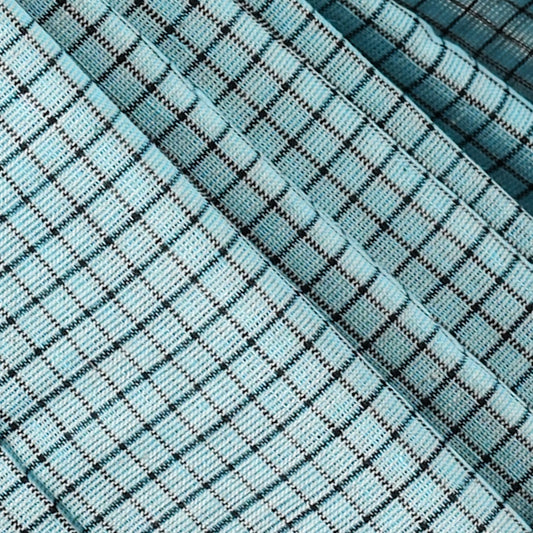 VARNA – Aqua Blue Checks Double Border (Blue/Pink)