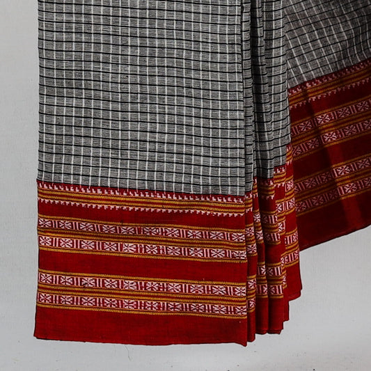 SAGARI – Grey Checks Double Border (Red/Yellow)