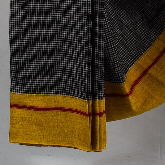 VARNA – Jet Black Checks Double Border (Mustard / Red)