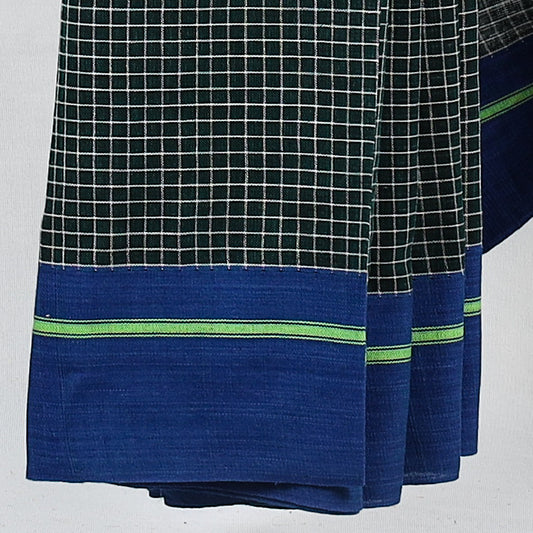 VARNA – Dark Bottle Green Checks Double Border (Blue/Green)