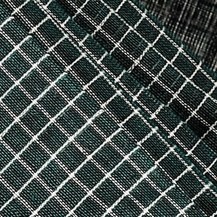 VARNA – Dark Bottle Green Checks Double Border (Blue/Green)