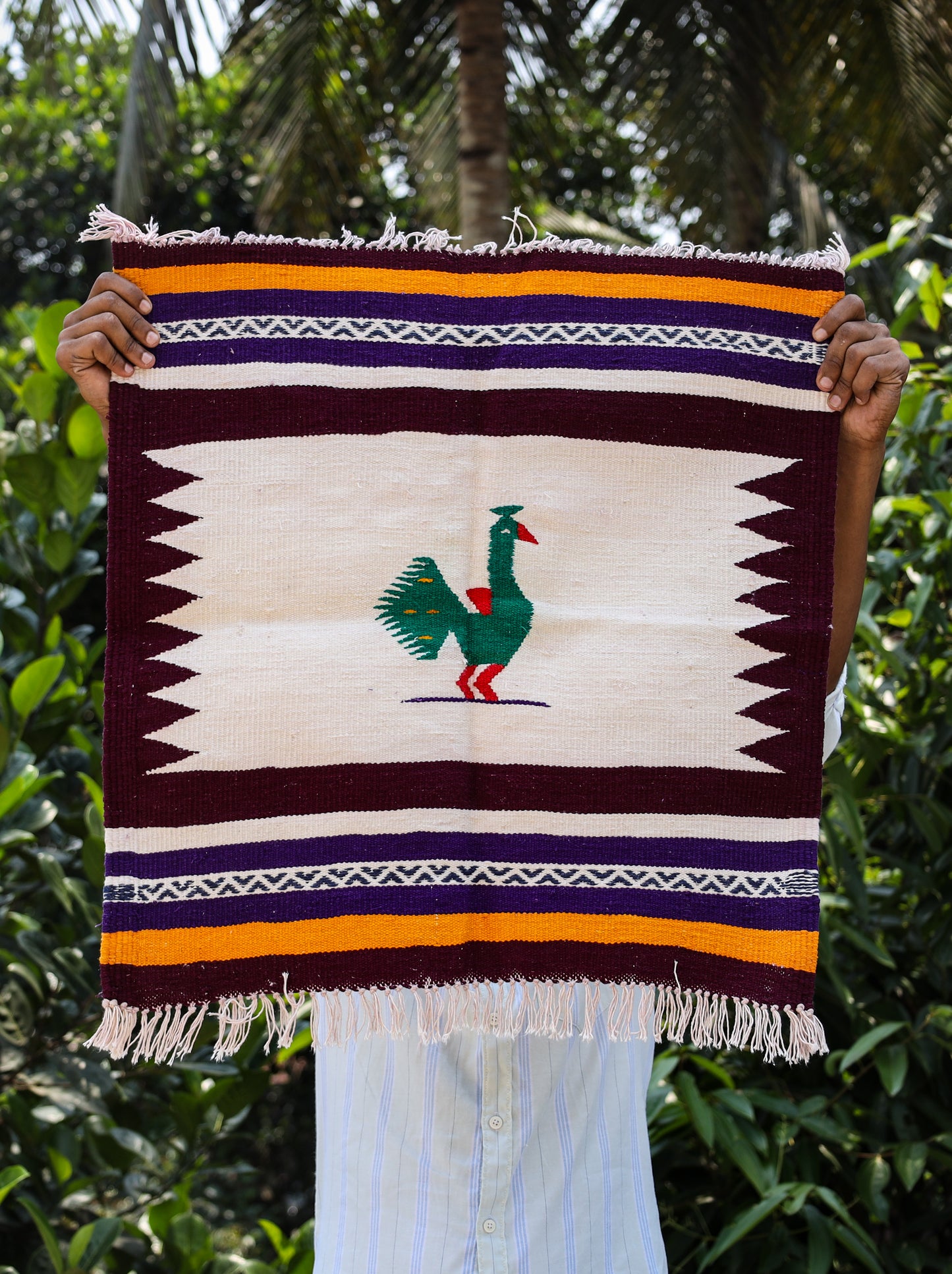 NAVAL - Burgundy & Jamuni Mor - 2 x 2 ft