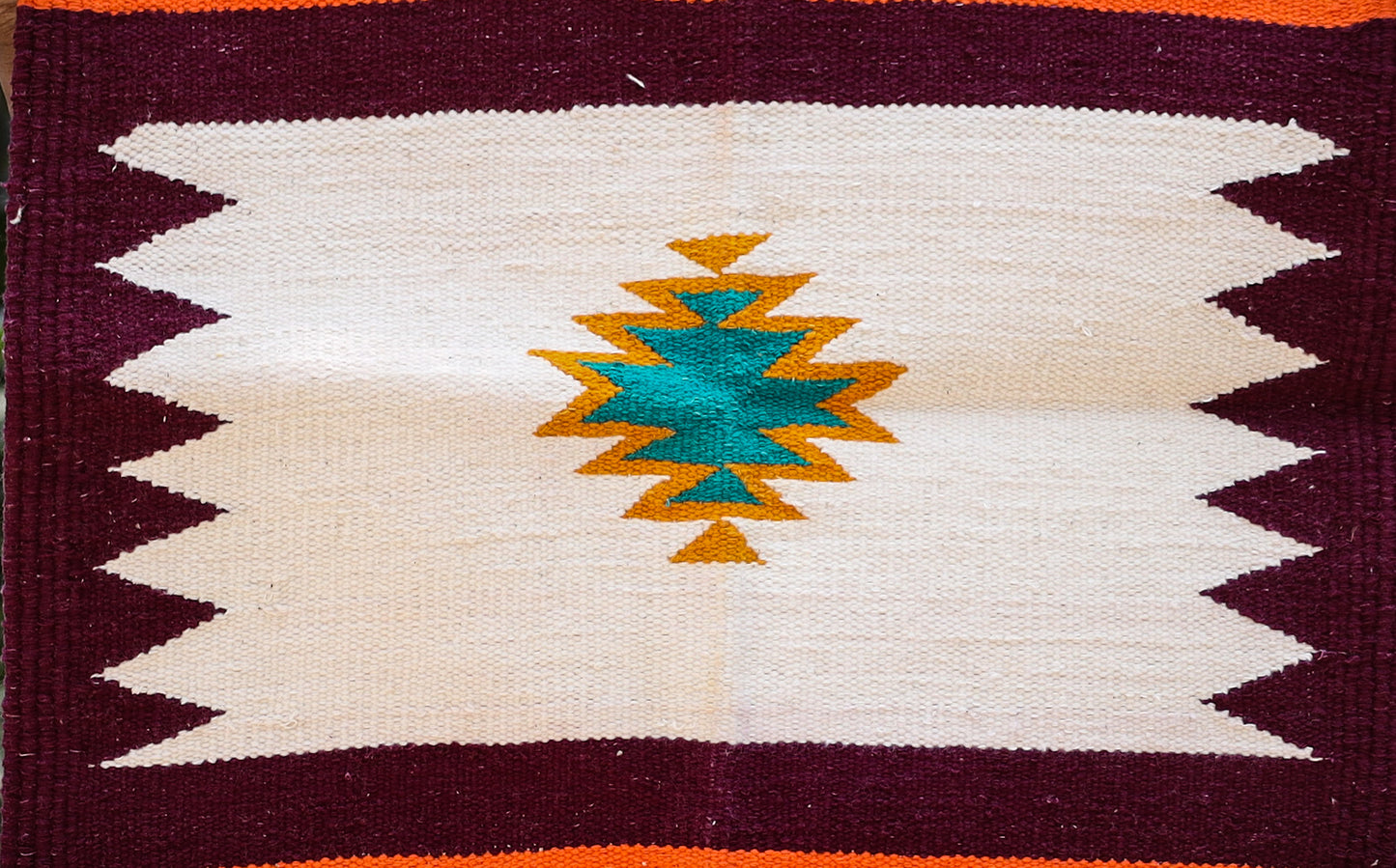 GEOMETRIC - Burgundy & Orange Badi Phool - 1.5 x 1.5 ft