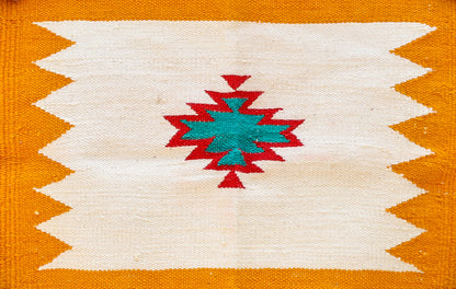 GEOMETRIC - Mustard & Emerald Badi Phool - 1.5 x 1.5 ft