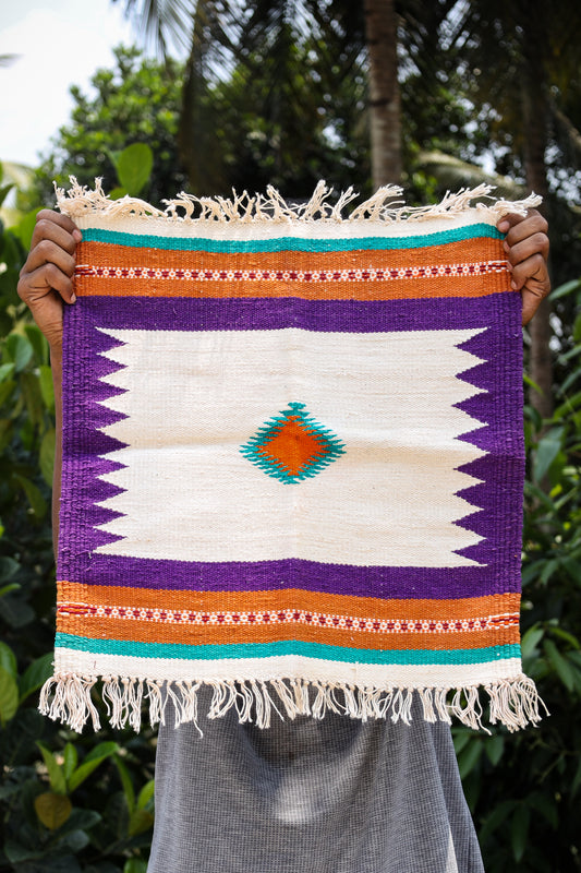 GEOMETRIC - Purple & Kesari Double Ghadi- 1.5 x 1.5 ft