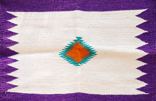 GEOMETRIC - Purple & Kesari Double Ghadi- 1.5 x 1.5 ft