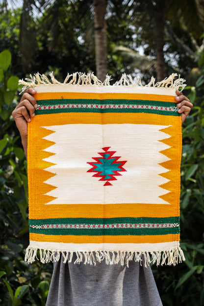 GEOMETRIC - Haldi & Emerald Badi Phool - 1.5 x 1.5 ft