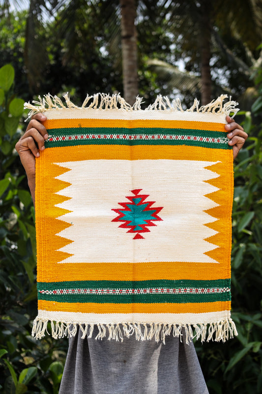 GEOMETRIC - Haldi & Emerald Badi Phool - 1.5 x 1.5 ft