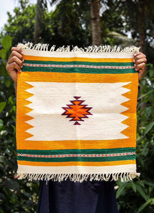 GEOMETRIC - Marigold & Burnt Orange Badi Ghadi - 1.5 x 1.5 ft