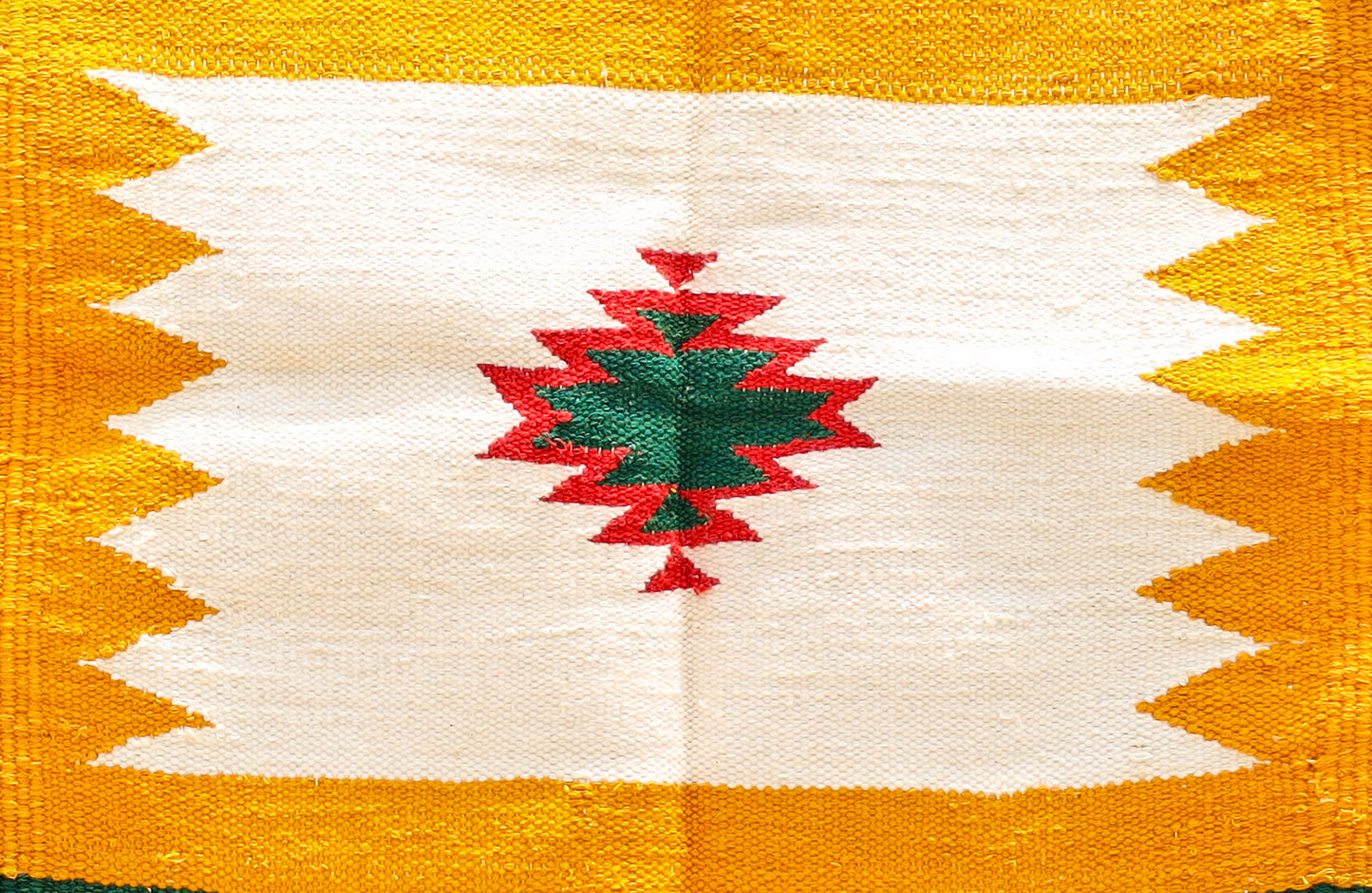 GEOMETRIC - Marigold & Forest Green Badi Ghadi - 1.5 x 1.5 ft