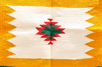 GEOMETRIC - Marigold & Forest Green Badi Ghadi - 1.5 x 1.5 ft