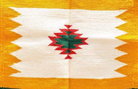 GEOMETRIC - Marigold & Forest Green Badi Ghadi - 1.5 x 1.5 ft