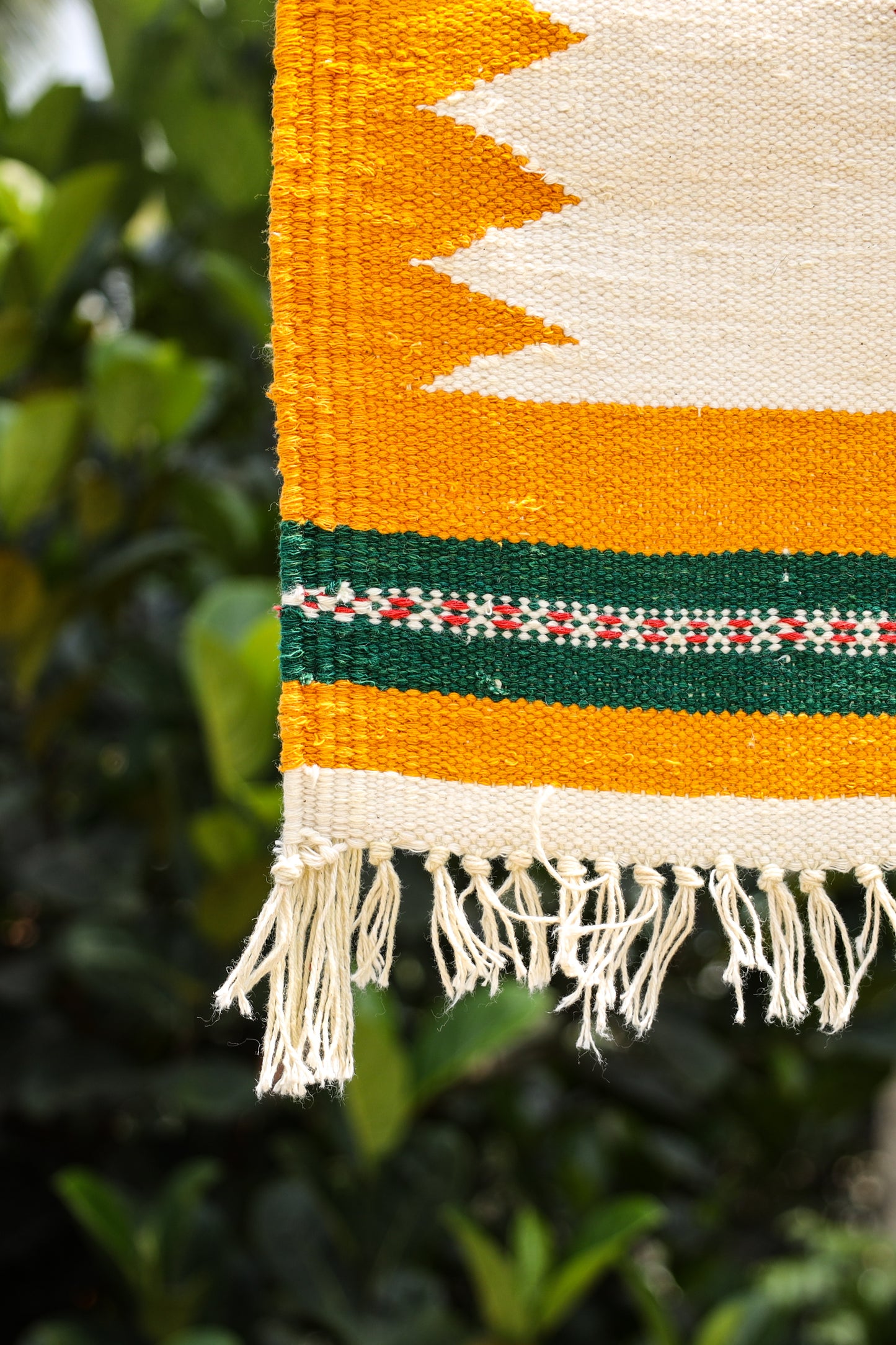 GEOMETRIC - Marigold & Forest Green Badi Ghadi - 1.5 x 1.5 ft