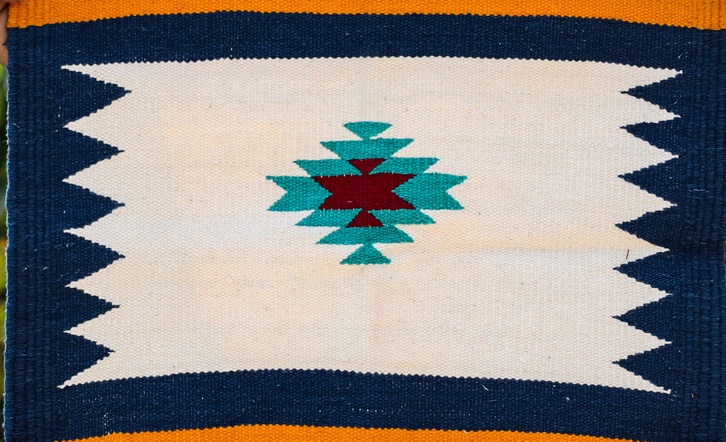 GEOMETRIC - Prussian Blue and Yellow Badi Ghadi - 1.5 x 1.5 ft