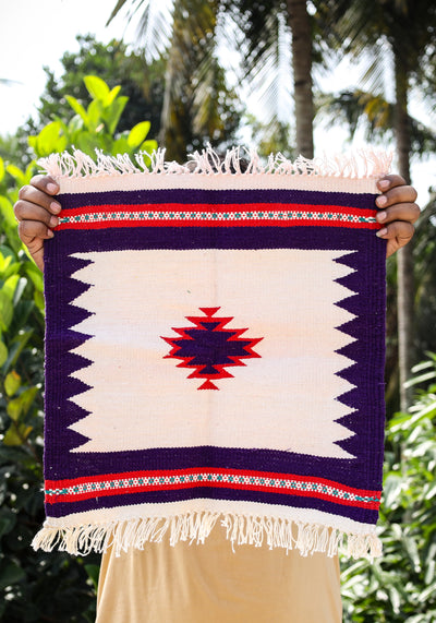 GEOMETRIC - Purple and Crimson Red Badi Ghadi - 1.5 x 1.5 ft