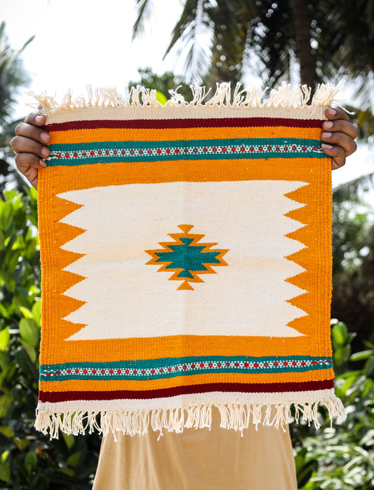 GEOMETRIC - Yellow and Turquoise Badi Ghadi - 1.5 x 1.5 ft