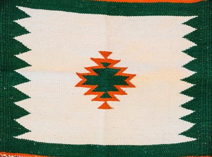 GEOMETRIC - Forest Green and Orange Badi Ghadi - 1.5 x 1.5 ft