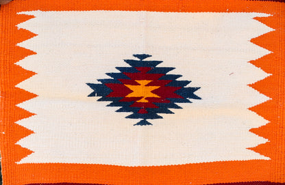 GEOMETRIC - Bright Orange and Maroon Badi Phool - 1.5 x 1.5 ft