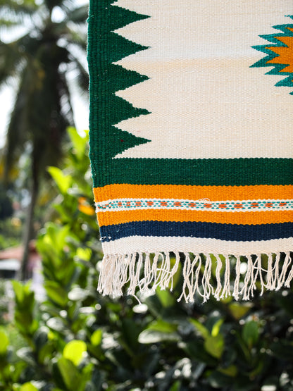 GEOMETRIC - Forest Green and Yellow Badi Ghadi - 1.5 x 1.5 ft