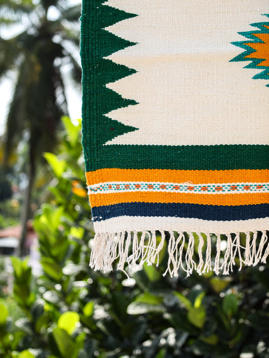 GEOMETRIC - Forest Green and Yellow Badi Ghadi - 1.5 x 1.5 ft