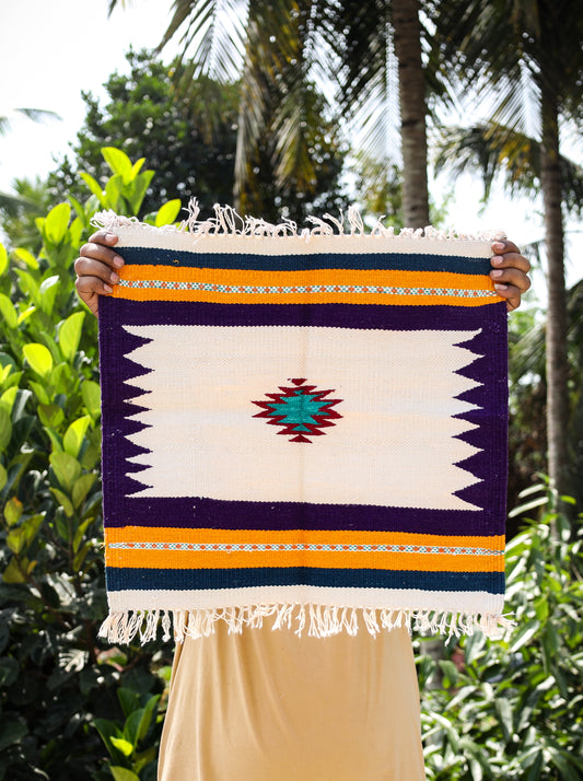 GEOMETRIC - Deep Purple and Yellow Badi Ghadi - 1.5 x 1.5 ft