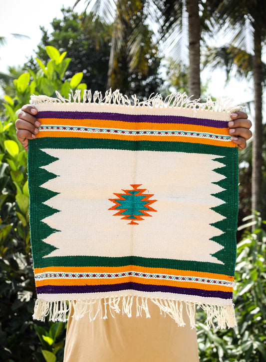 GEOMETRIC - Emarald Green and Purple Badi Ghadi - 1.5 x 1.5 ft