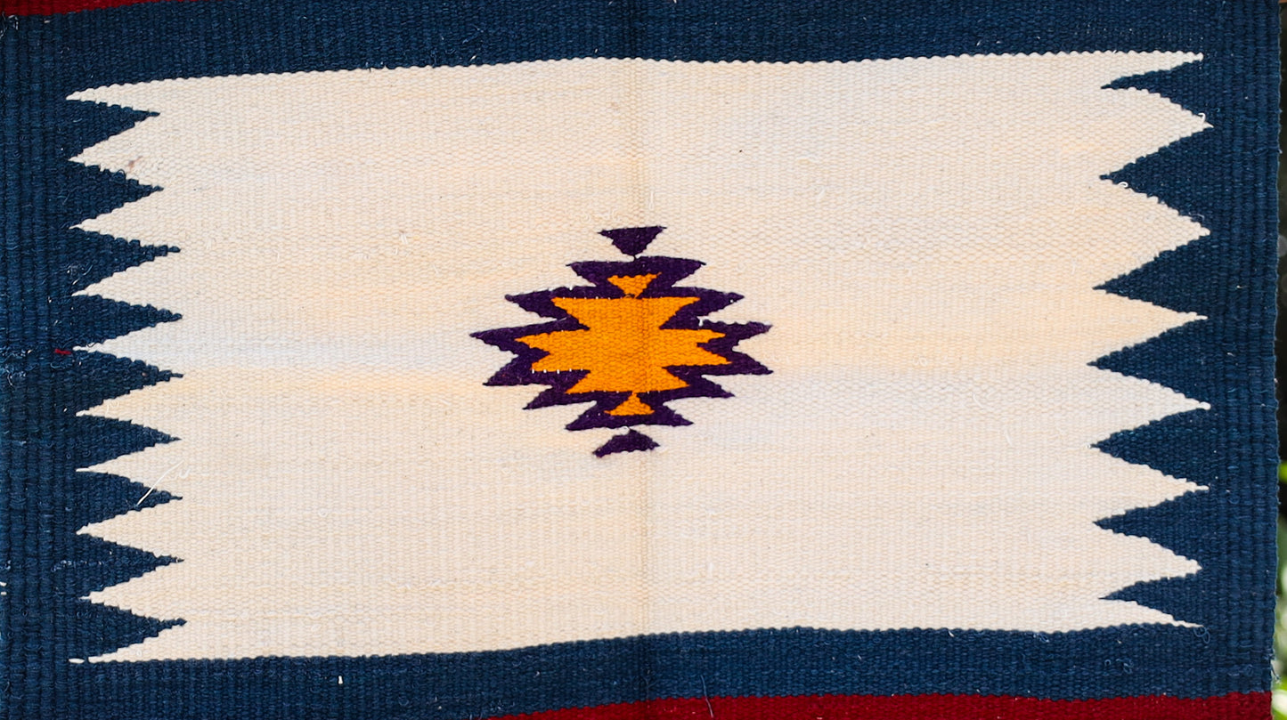 GEOMETRIC - Prussian Blue and Maroon Badi Ghadi - 1.5 x 1.5 ft