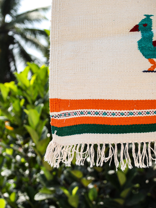 NAVAL - Ivory and Tangerine Orange (Mor) - 1.5 x 1.5 ft