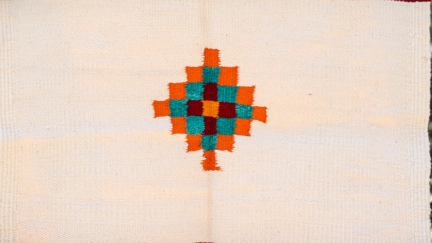 GEOMETRIC - Off-White and Maroon Phool - 1.5 x 1.5 ft