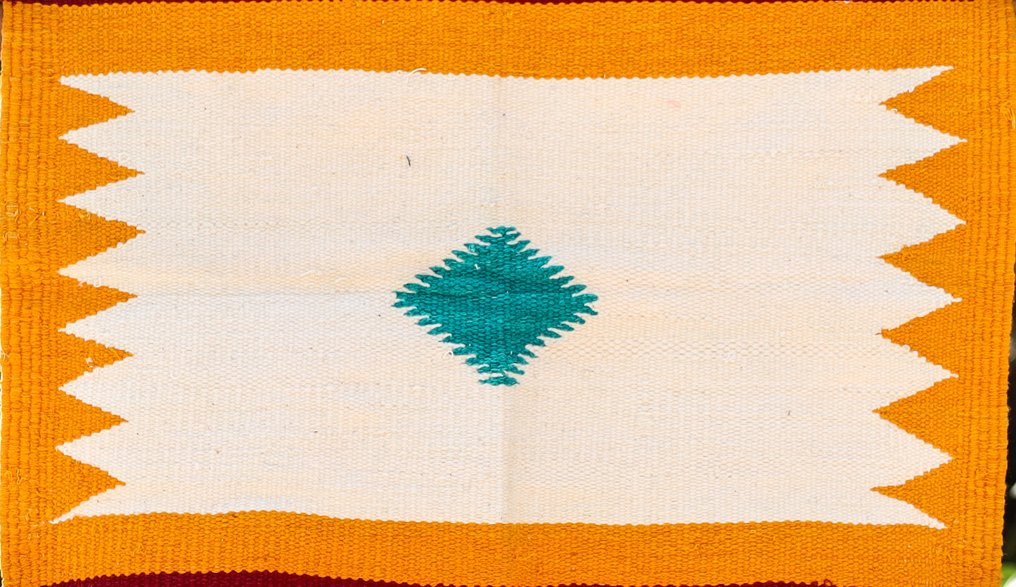 GEOMETRIC - Golden Yellow and Maroon Ghadi - 1.5 x 1.5 ft