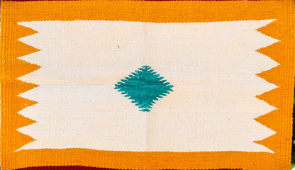 GEOMETRIC - Golden Yellow and Maroon Ghadi - 1.5 x 1.5 ft