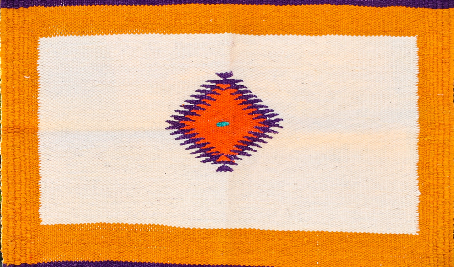 GEMETRIC - Mustard Yellow and Purple Ghadi - 1.5 x 1.5 ft