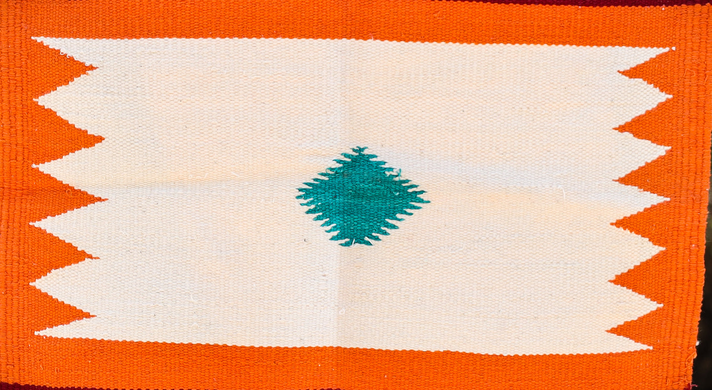 GEOMETRIC - Bright Orange and Maroon Ghadi - 1.5 x 1.5 ft