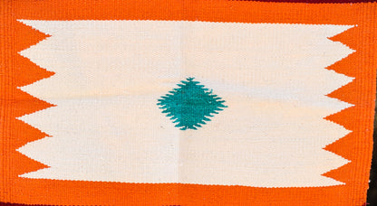 GEOMETRIC - Bright Orange and Maroon Ghadi - 1.5 x 1.5 ft