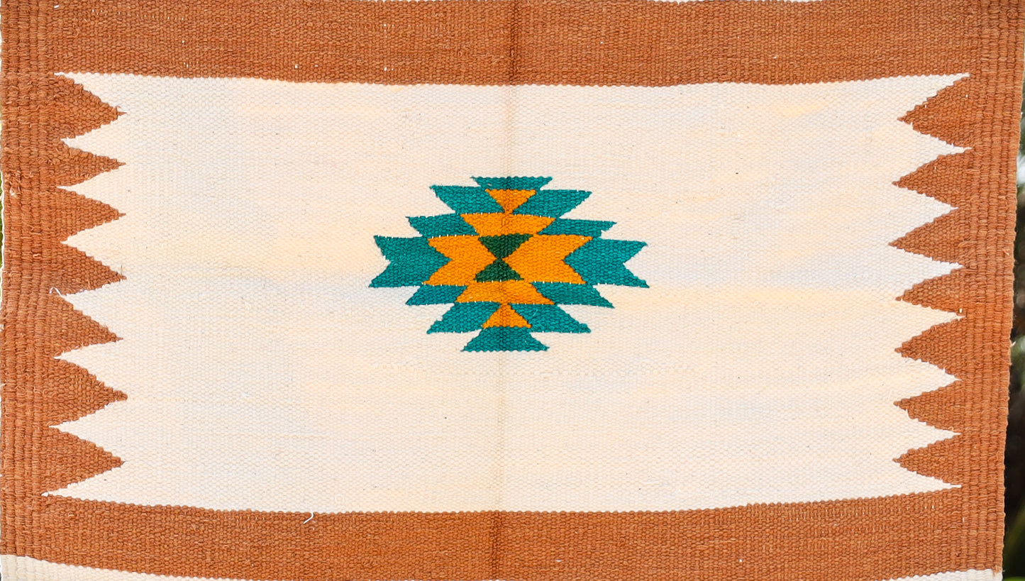 GEOMETRIC - Tan Earth and Fern Green Badi Ghadi - 2 x 2 ft
